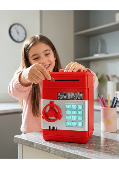 Şifreli Kırmızı Atm Tasarımı Kumbara Uczzzsam53numberbank-25 Çok Renkli