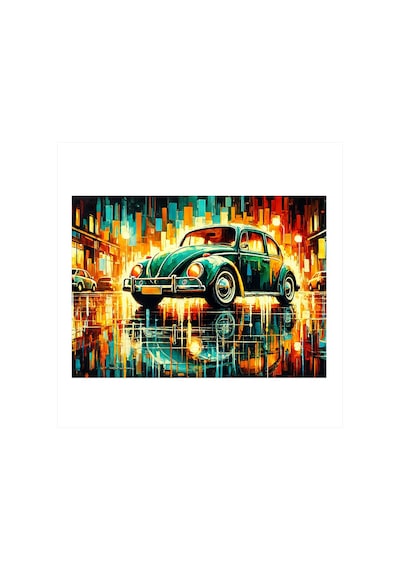 Neon Işıklı Araba Hediyelik Ahşap Tablo