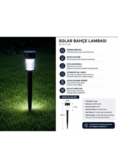 10'lu Güneş Enerjili Led Bahçe Aydınlatması Solar Aydınlatma Ip44 Su Geçirmez Işık Seti Diğer