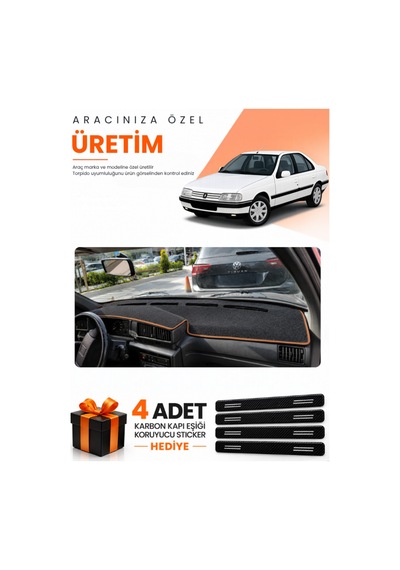 Peugeot 405 1987-1992 Uyumlu Torpido Koruma Örtüsü Oto Kılıfı - Siyah Kahverengi