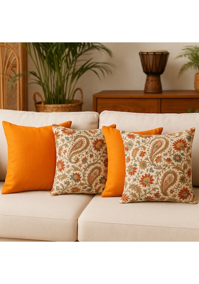 Bohem Duck Kumaş Kırlent Kılıfı 4 Lü Set 40 x 40