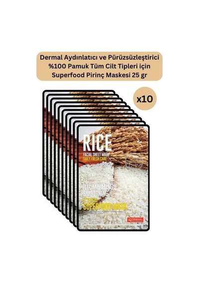 Dermal Aydınlatıcı Ve Pürüzsüzleştirici Pirinç Maskesi 25 Gr 10 Adet