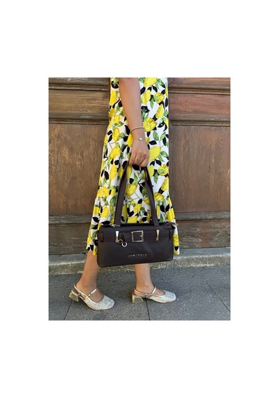 Just Polo Kadın Gold Aksesuarlı Kemer Detaylı Şık El Çantası Shopper Ebat : 14 X 30 Cm Kahverengi