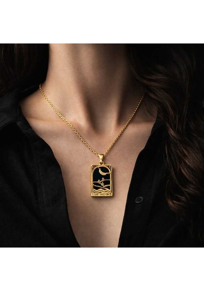 Gold Kaplama Tarot Figürlü Kolye Çok Renkli