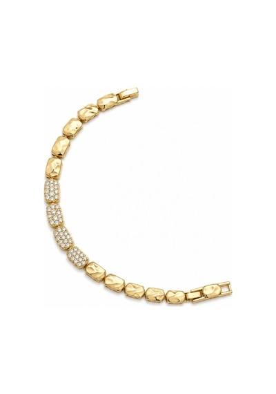 Balenbi Jewelry 14k Gold Renk Dokulu Zirkon Taş Detaylı Çelik Bileklik 1181 Altın