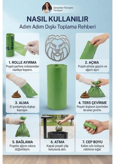 Evcil Hayvan Kaka Torbası 15 Adet 30x21 Cm Sızdırmaz Kedi Köpek Dışkı Toplama Poşeti Rulosu 713383