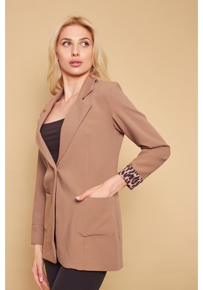 Yakalı Cepli Uzun Kol Kolu İsterse Katlanabilen Pamuklu Kumaş Blazer Ofis Ceket-açık Vizon A.vızon Yakalı Cepli Uzun Kol Kolu İsterse Katlanabilen Pamuklu Kumaş Blazer Ofis Ceket-açık Vizon A.vızon