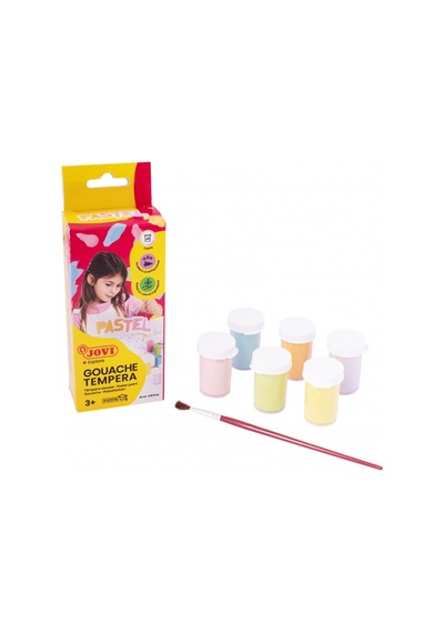 Jovı 520p Guaj Boya 15ml Kavanoz + Fırça Pastel Renkler - 6'lı Kutu Renksiz