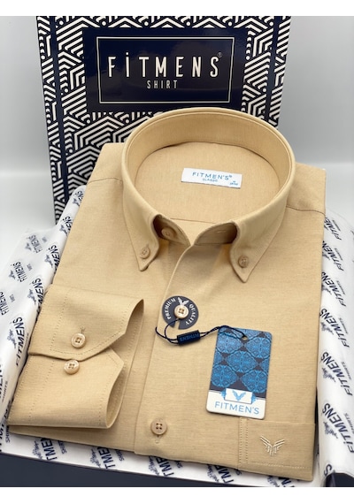 Klasik Uzun Kol Pamuklu Yaka Düğmeli Hediye Kutulu Kolay Ütülenebilir Erkek Gömlek Fs-003897 - Camel-3370 Klasik Uzun Kol Pamuklu Yaka Düğmeli Hediye Kutulu Kolay Ütülenebilir Erkek Gömlek Fs-003897 - Camel-3370