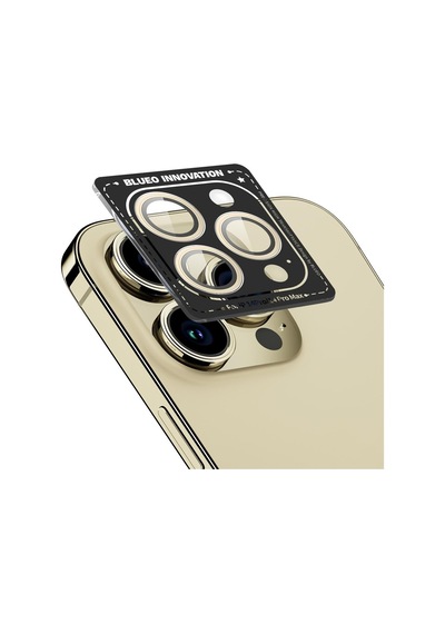 Blueo Apple Uyumlu iPhone 12 Pro Metal Kamera Lens Koruyucu Altın