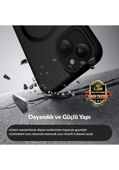 Bix Apple iPhone 15 Magsafe Uyumlu Kılıf Tam Koruma Manyetik Darbe Emici Siyah