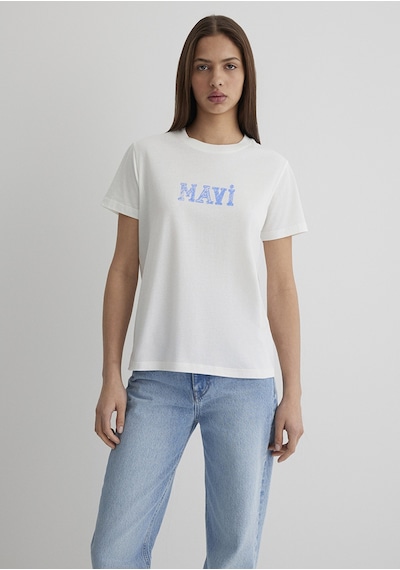 Mavi - Mavi Logo Baskılı Beyaz Tişört 1612232-70057 Beyaz