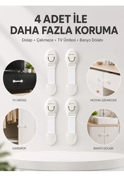 4'lü Çocuk Güvenlik Dolap Ve Çekmece Kilidi 1