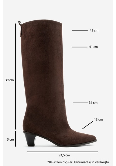 Luvi Shoes Chester Kahverengi Süet Kadın Topuklu Çizme