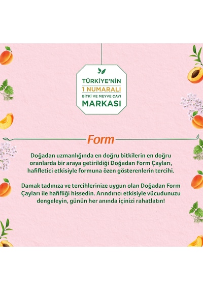 Doğadan Form Kayısılı Süzen Poşet Çay 20'li 50 G