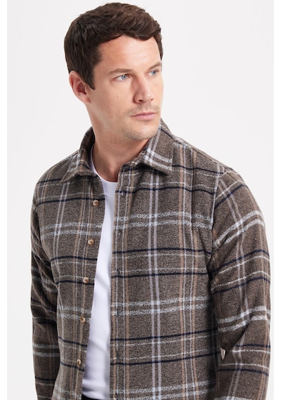 Tudors Erkek Slim Fit Dar Kesim Kareli Kışlık Oduncu Gömlek-42323 Kahverengi Tudors Erkek Slim Fit Dar Kesim Kareli Kışlık Oduncu Gömlek-42323 Kahverengi