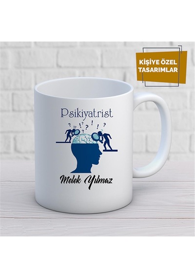 Kişiye Özel İsim Yazılabilir Psikiyatrist Kupa Bardak Çok Renkli