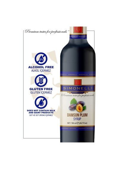 Simonelli Kahve ve Kokteyl Şurubu Mürdüm Eriği Aromalı 700 ML + Pompa
