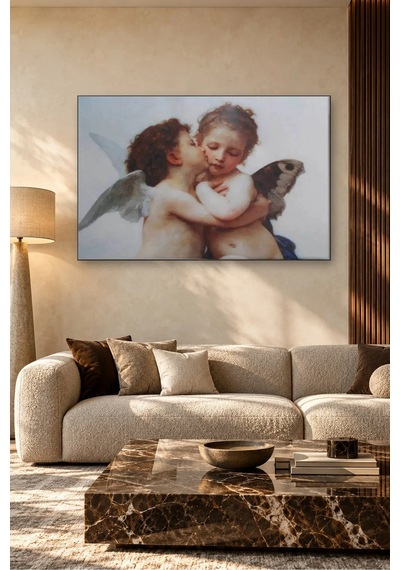 Fida Bouguereau Meleklerin İlk Öpücüğü Canvas Tablo Çok Renkli