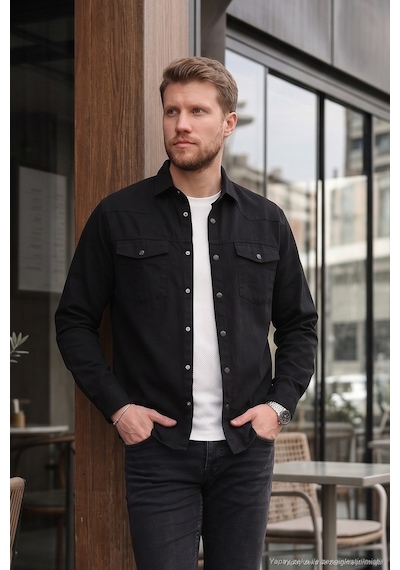 Buratti Pamuklu Regular Fit Çift Cepli Erkek Gömlek Cf24W116927 Siyah