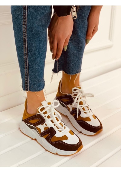 Erva'nın Butiği Taba Hardal Travis Kadın Sneakers-2724 Taba Hardal Süet