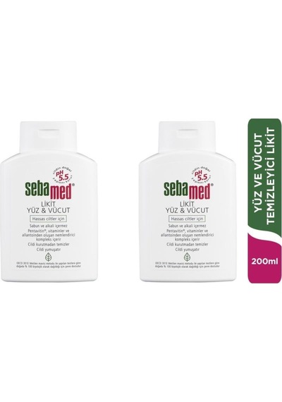 Sebamed Likid Hassas Ciltler için Yüz ve Vücut Temizleme Jeli 2 x 200 ML