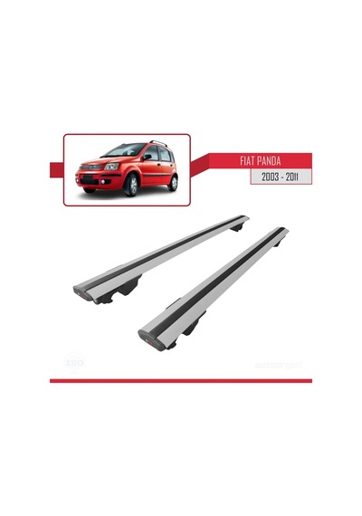 Fiat Panda 2003-2011 Arası İle Uyumlu Hook Model Anahtar Kilitli Ara Atkı Tavan Barı Gri