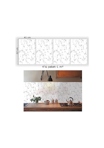 Kendinden Yapışkanlı Yer Zemin Kaplama, Duvar Kaplama, Fayans Çıkartması Granit Mermer Desenli Pvc Panel 41x62 Cm Genel