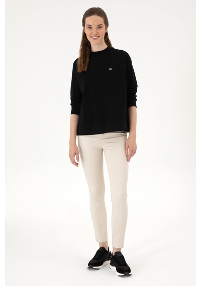 U.S. Polo Assn. Kadın Siyah Regular Bisiklet Yaka Basic Sweatshırt 50313610-VR046