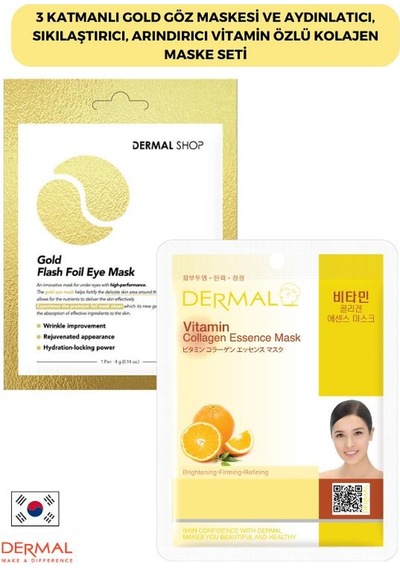 Dermal 3 Katmanlı Gold Göz Maskesi + Vitamin Özlü Kolajen Maskesi