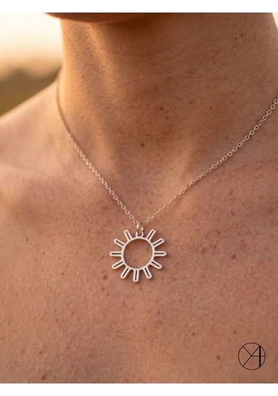 Oya Silver Modern Tasarım Gümüş Güneş Kolye Oyot314