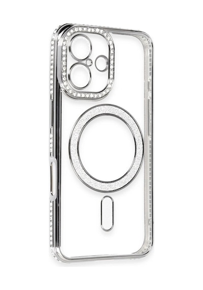 Apple iPhone Uyumlu   16 Kılıf Joke Simli Magneticsafe Kılıf - Gri