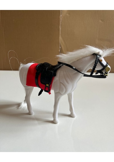 Floklu At Hayvan Oyuncak Beyaz At Horse Kaliteli Ve Gösterişli At 14 Cm X 11 Cm