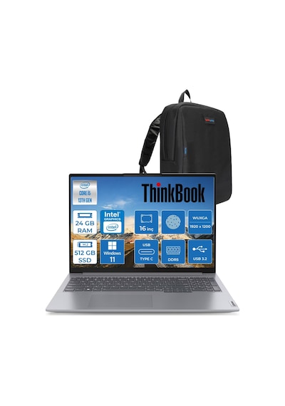 Lenovo ThinkBook 16 G6 IRL 21KH00SXTRP05 i5-13420H 24 GB 512 GB SSD 16" W11P Dizüstü Bilgisayar + Zetta Çanta