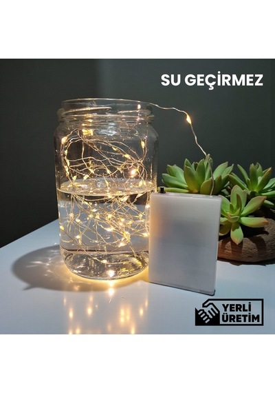 Upway 5 Metre Su Geçirmez Günışığı 50 Led Işık - Pilli Dekoratif Aydınlatma Sarı
