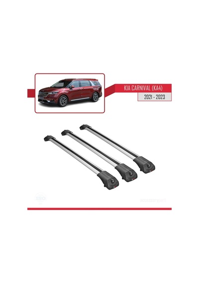 Kia Carnival Ka4 2021-2023 Arası İle Uyumlu Ace-1 Ara Atkı Tavan Barı Gri 3 Adet Bar