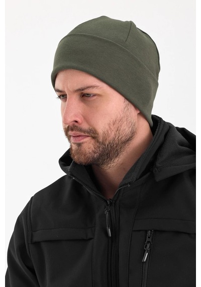 Erkek Termal %100 Pamuklu Soft Bere Hünkar Style Serisi 2 Farklı Görünüm Bir Arada - Standart / Haki Haki