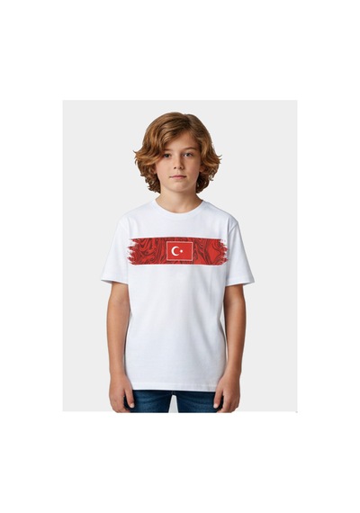 Alglıfe Ay Yıldız Milli Takım Taraftar Çocuk Tişört - Beyaz Soft %100 Pamuk