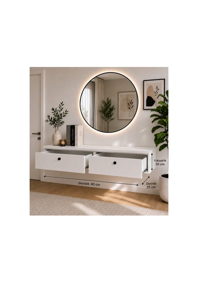 Beyaz Dresuar - Çekmeceli 80 Cm Dresuar Beyaz
