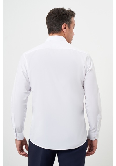 Morven Erkek Beyaz Basic Düz Desen Sert Yaka Regular Fit Gömlek 24mc004110600 Beyaz