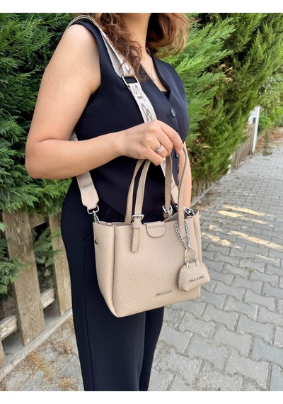 Just Polo Kadın Yeni Sezon 3 Bölmeli Yumuşak Deri Lüks Ve Şık Dokunuş El & Omuz Çantası Shoulder Bag Bej