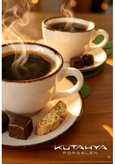 Kütahya Porselen 190 Cc/ml 6 Kişilik Çay Duble Türk Kahve Fincan Takımı 12 Parça Cappuccino Latte Mocha Diğer