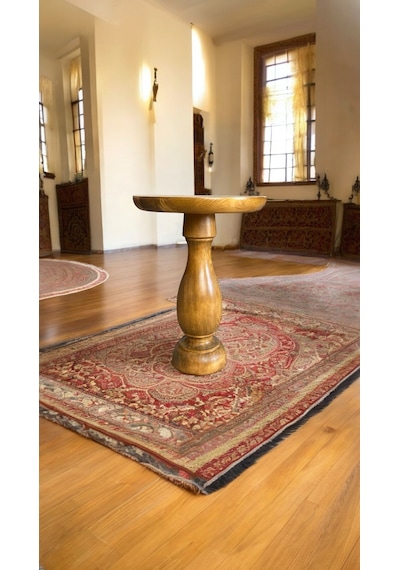 Wood Ahşap Tekli Vazomodel Mantar Yan Sehpa Modern Meşe Renk