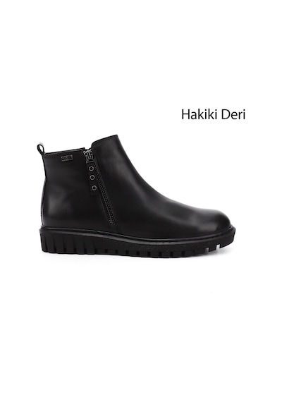 Gönderi(R) Gönderi R Siyah Çift Fermuarlı Termo Taban Hakiki Deri Bot Siyah