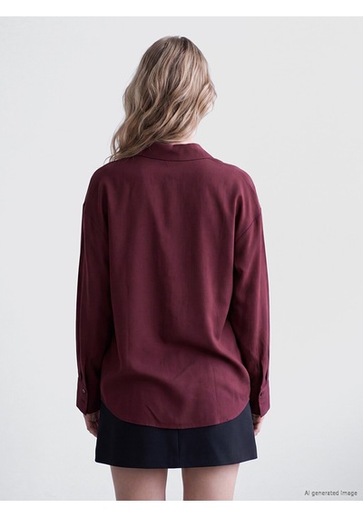 Lcw Vision Bordo Oversize Poplin Kadın Gömlek