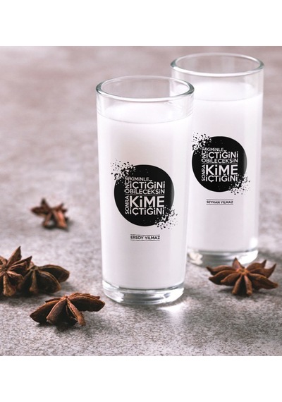 Kişiye Özel Renkli Baskılı Önce Kiminle İçtiğini Bileceksin İkili Rakı Bardağı Seti-3