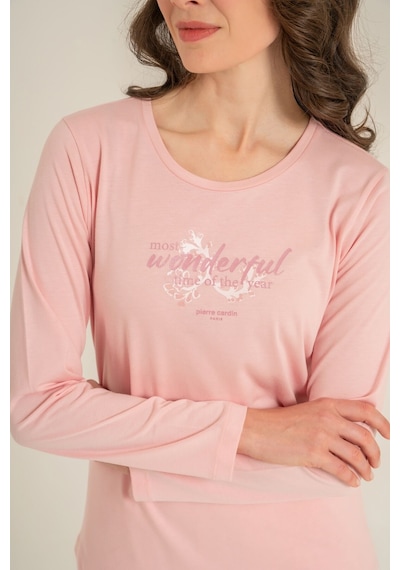 Pierre Cardin Most Wonderful Time Of The Year Kadın Pembe Uzun Kol Pijama Takım Pc9269-s-v2 Pc9269-s-v2