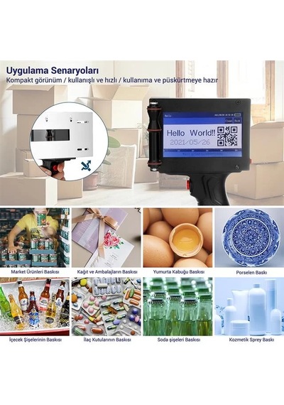 Sh Powermaster Pm-10878 4.3'' Dokunmatik Ekranlı Şarjlı Endüstriyel El Tipi Portatif Mürekkep Yazıcı Najmaddin
