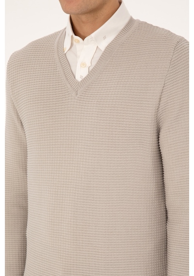 U.S. Polo Assn. Erkek Regular Fit V Yaka Taş Kazak 50315028-VR049