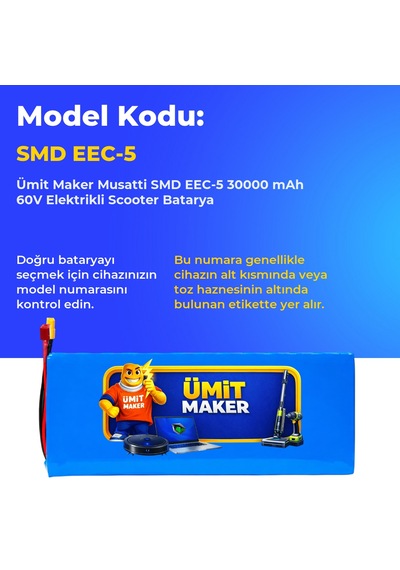 Musatti Smd Eec-5 30000 Mah 60v Elektrikli Scooter Batarya Mavi